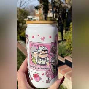 Carl and Ellie you are my favorite adventure Valentine shimmer can glass 16oz